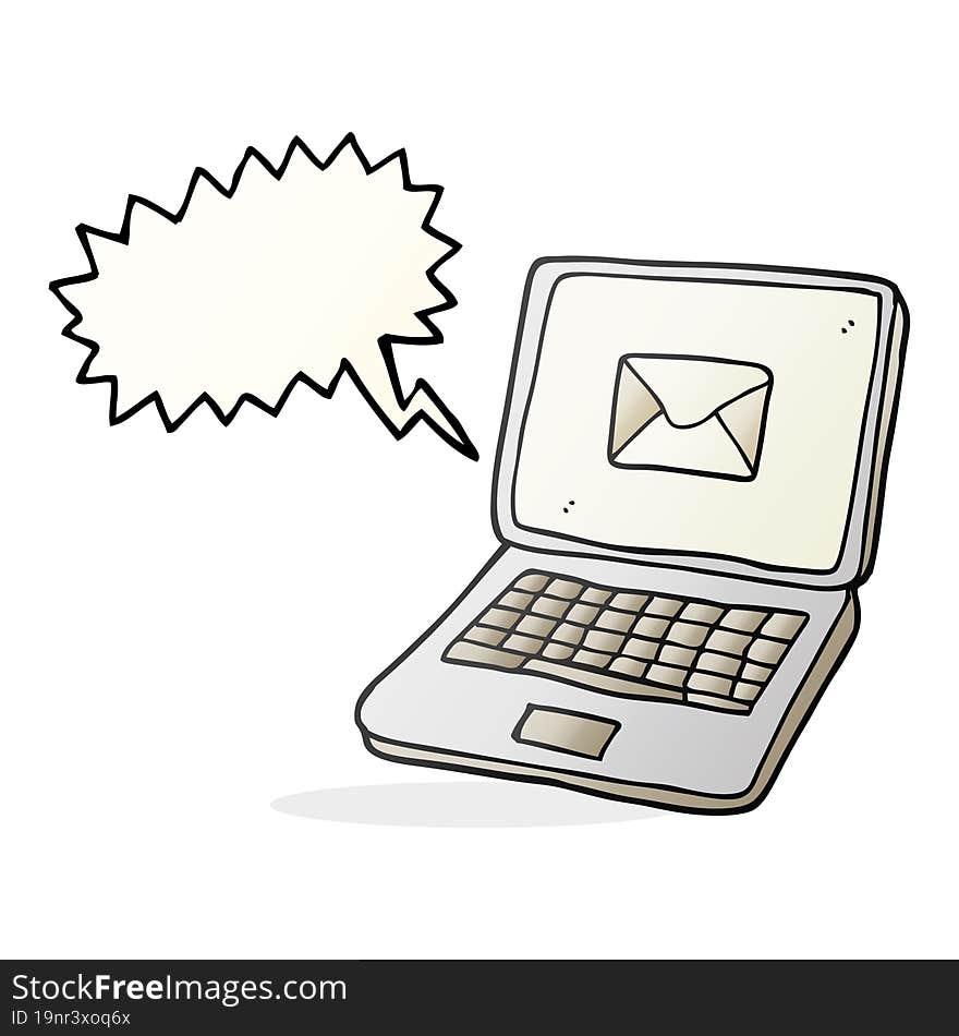 Speech Bubble Cartoon Laptop Computer With Message Symbol On Screen