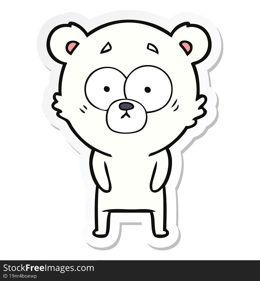 sticker of a surprised polar bear cartoon