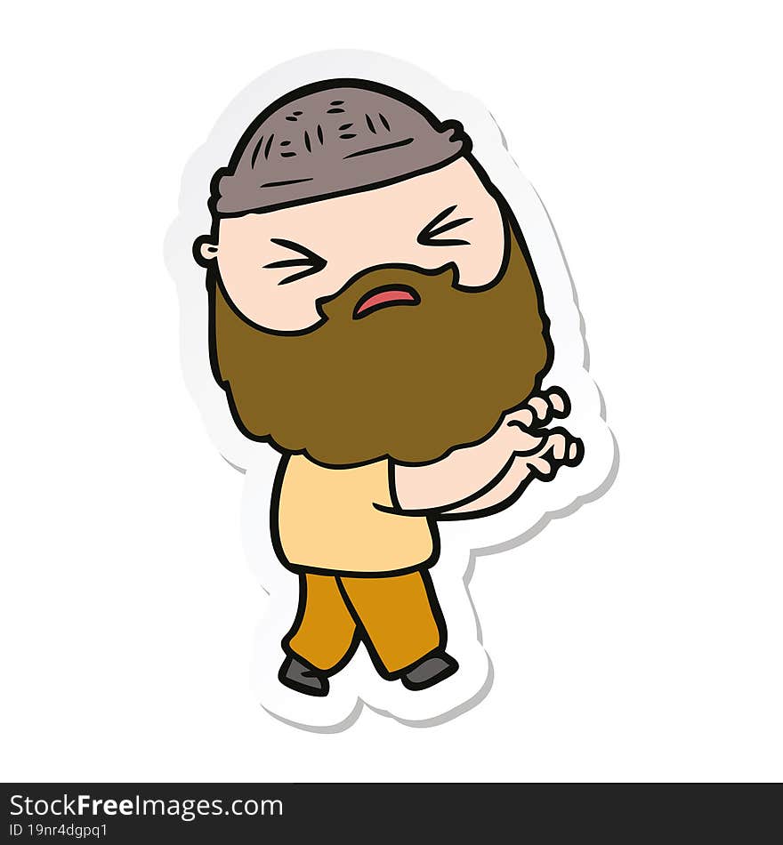 sticker of a cartoon man with beard