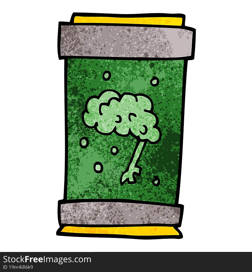 Cartoon Doodle Brain In Jar