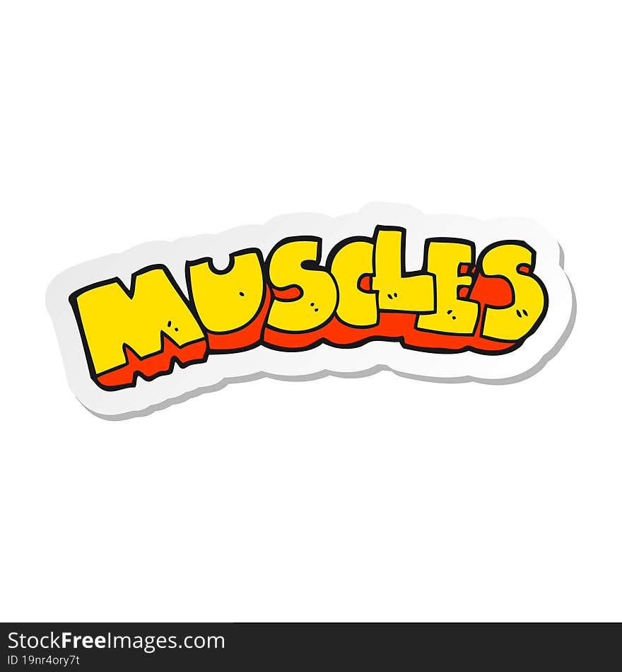 sticker of a cartoon muscles symbol