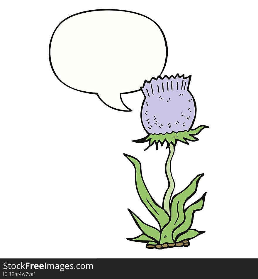 cartoon wild flower and speech bubble