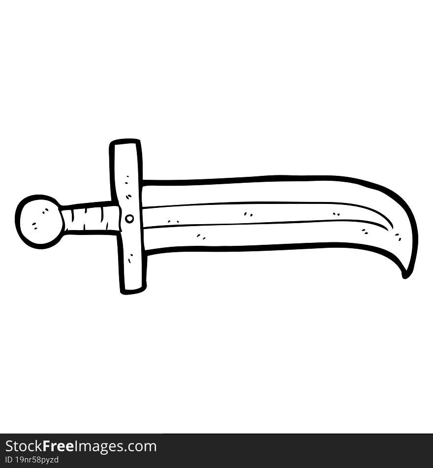 black and white cartoon sword