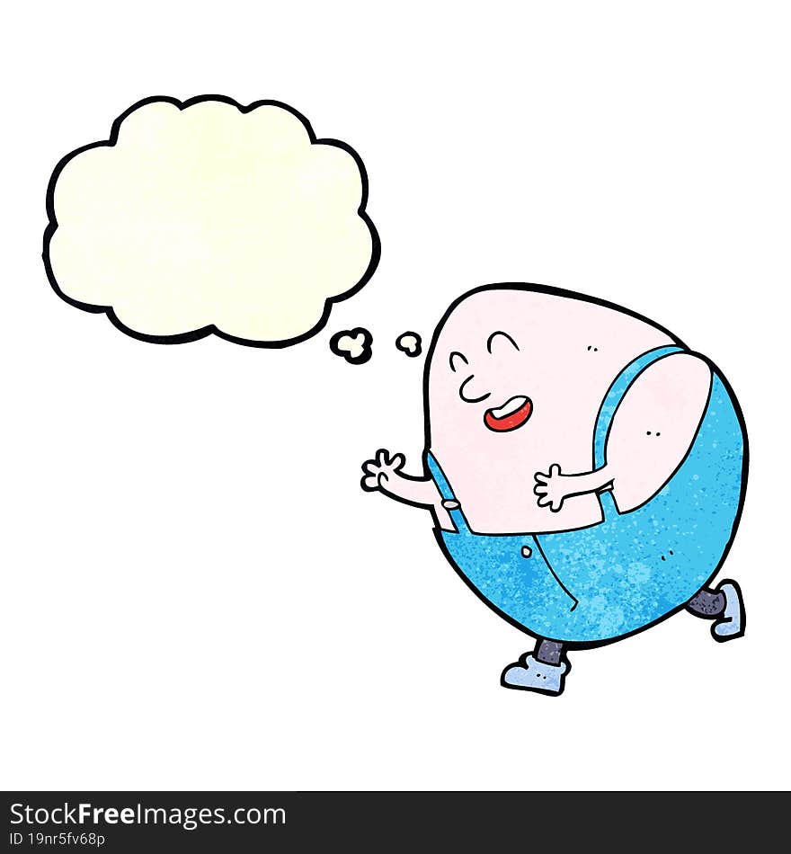 cartoon humpty dumpty egg character with thought bubble