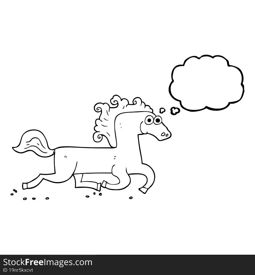 thought bubble cartoon running horse