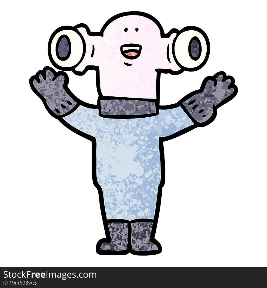 friendly cartoon alien waving. friendly cartoon alien waving