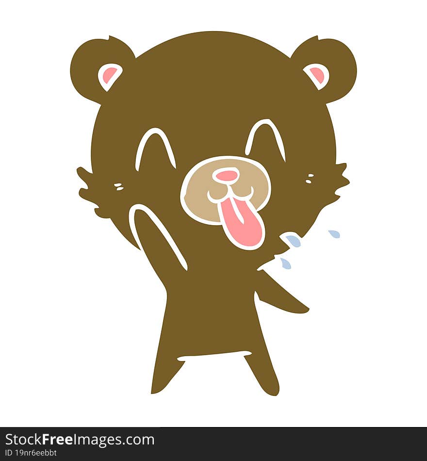 rude flat color style cartoon bear