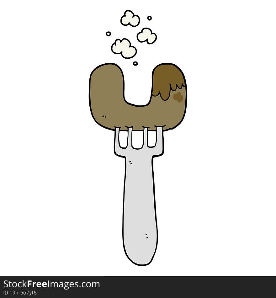 cartoon sausage on fork