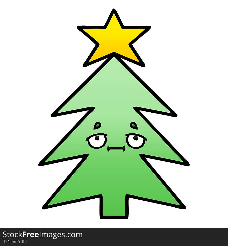 gradient shaded cartoon of a christmas tree