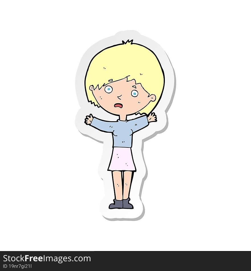 Sticker Of A Cartoon Worried Woman