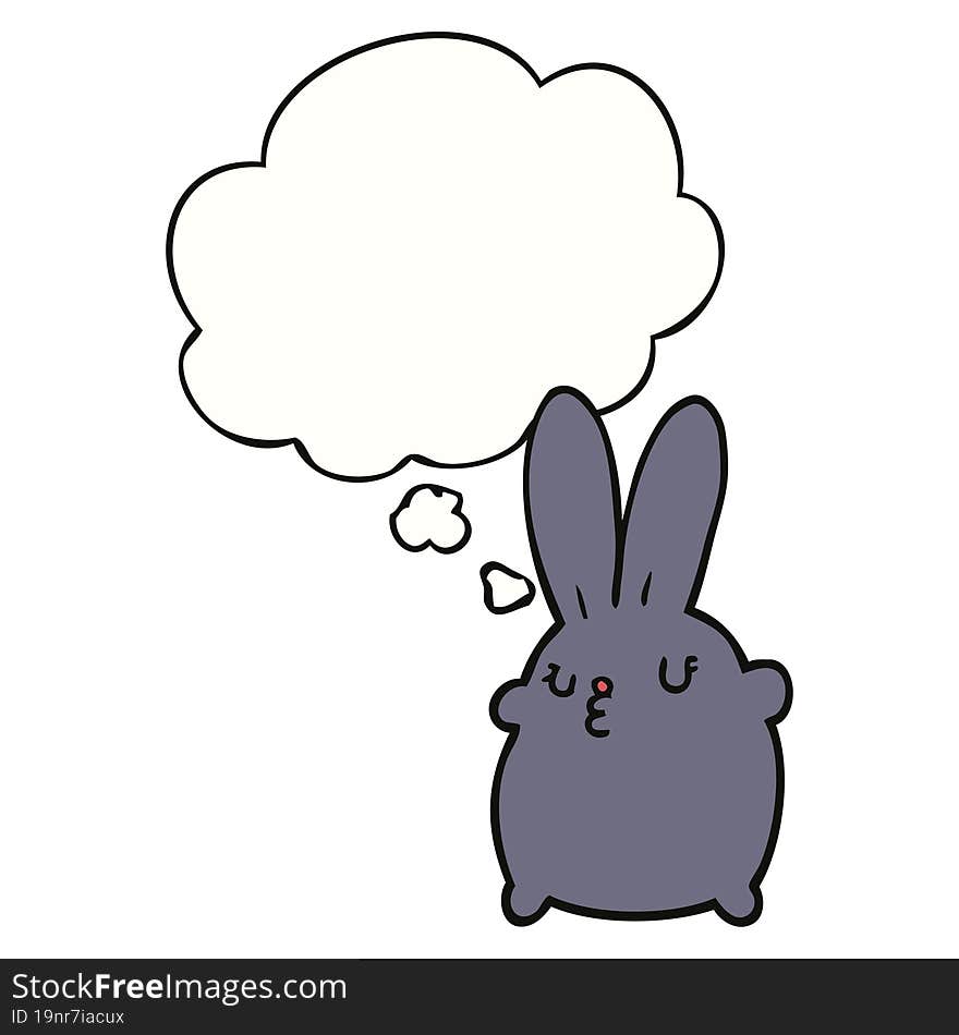 Cute Cartoon Rabbit And Thought Bubble