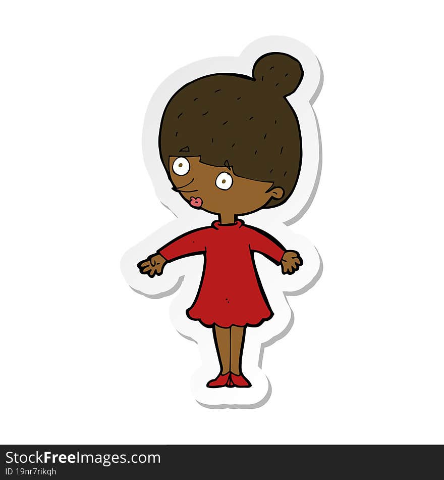 sticker of a cartoon surprised woman