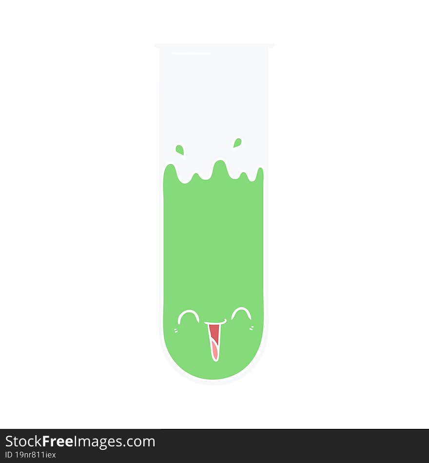 flat color style cartoon happy test tube