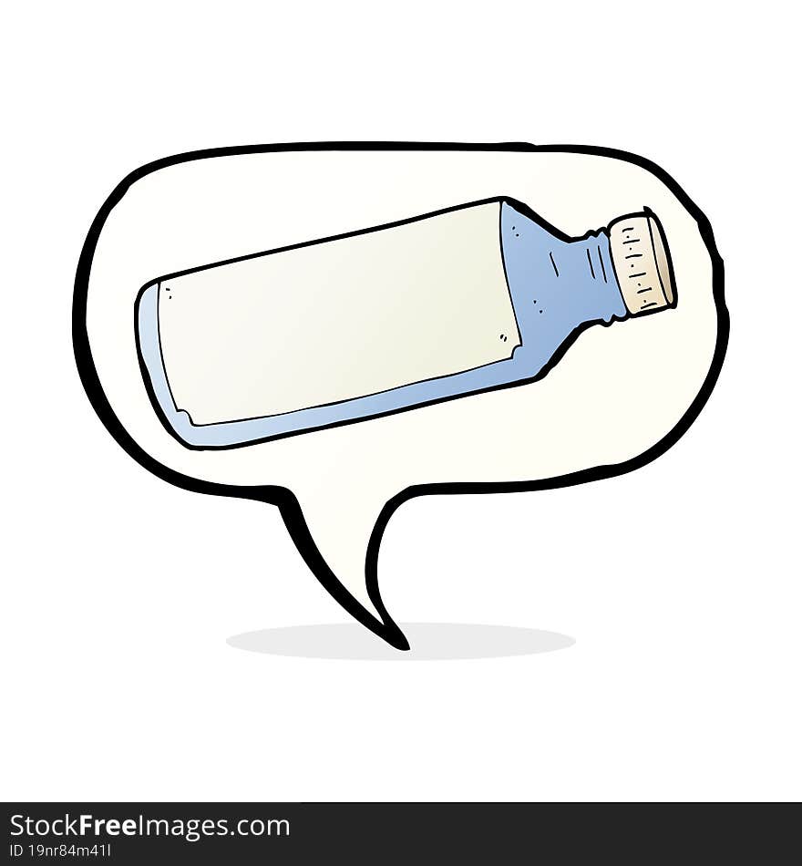 cartoon water bottle with speech bubble