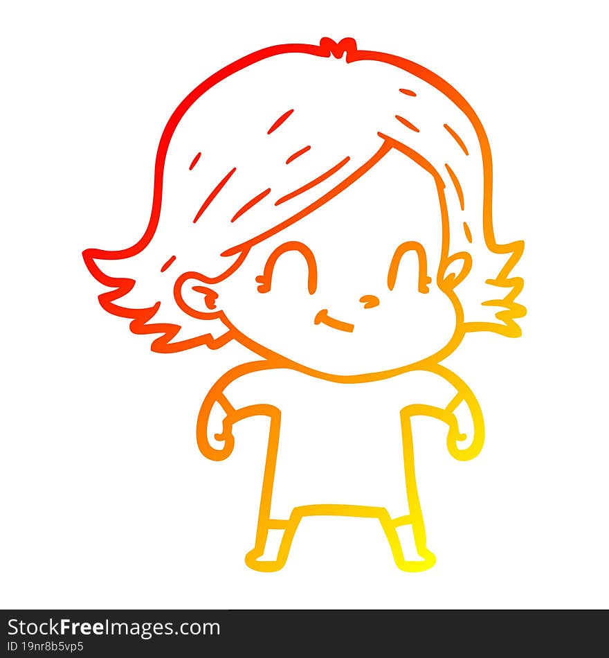 warm gradient line drawing cartoon friendly girl