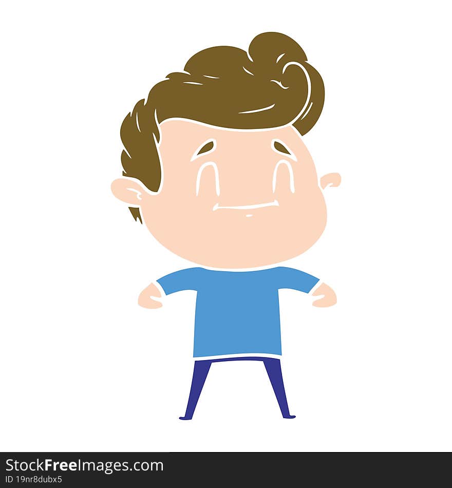 Happy Flat Color Style Cartoon Man