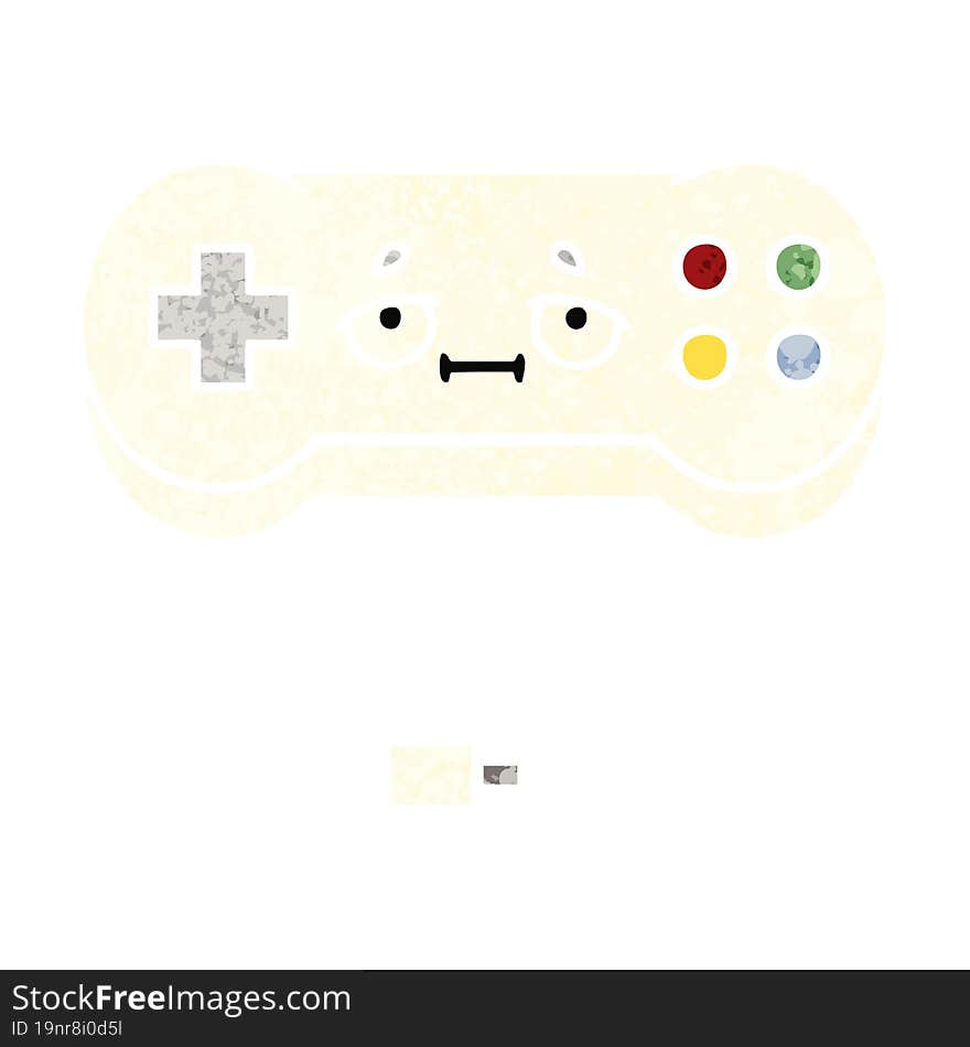 retro illustration style cartoon game controller