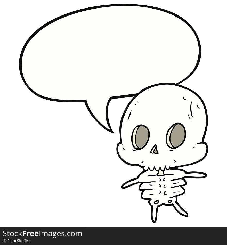 cute cartoon skeleton with speech bubble. cute cartoon skeleton with speech bubble