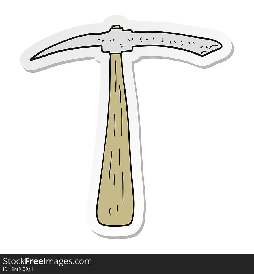 sticker of a cartoon pick axe