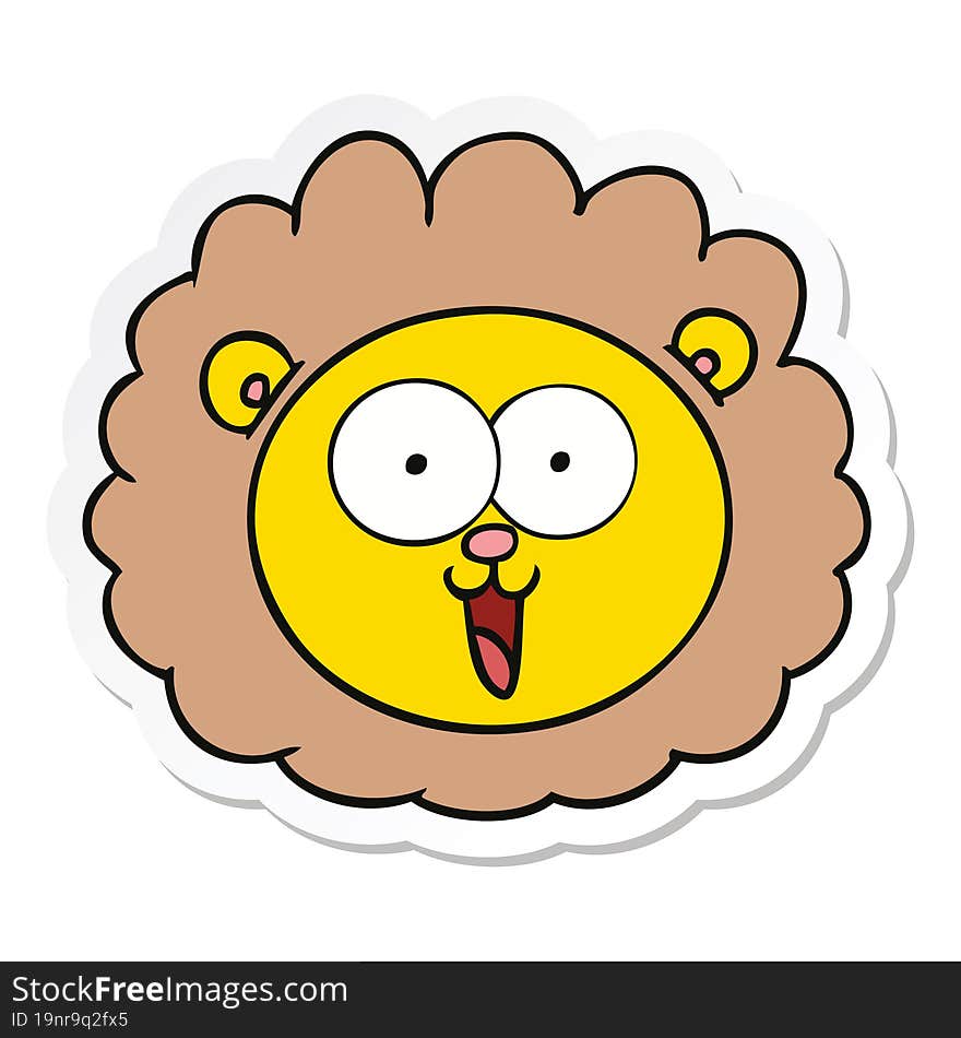 sticker of a cartoon lion face