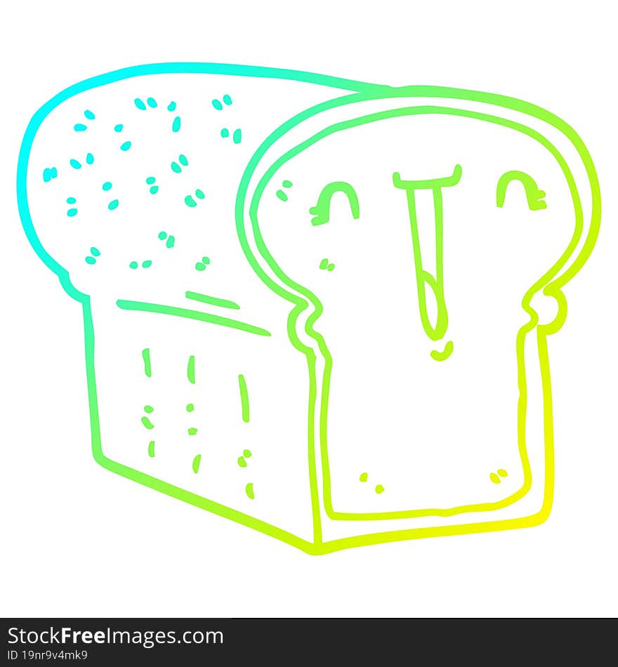 cold gradient line drawing of a cute cartoon loaf of bread