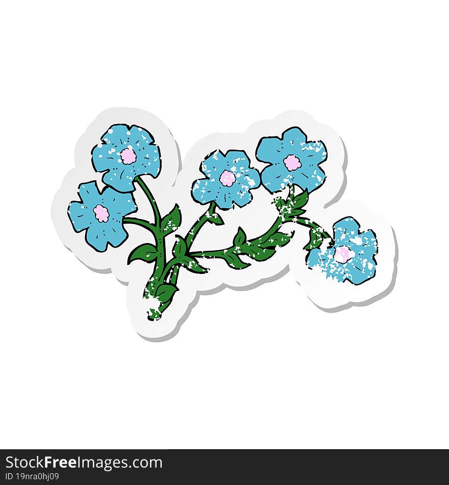 retro distressed sticker of a cartoon flowers