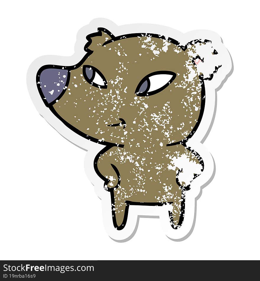 distressed sticker of a cute cartoon bear