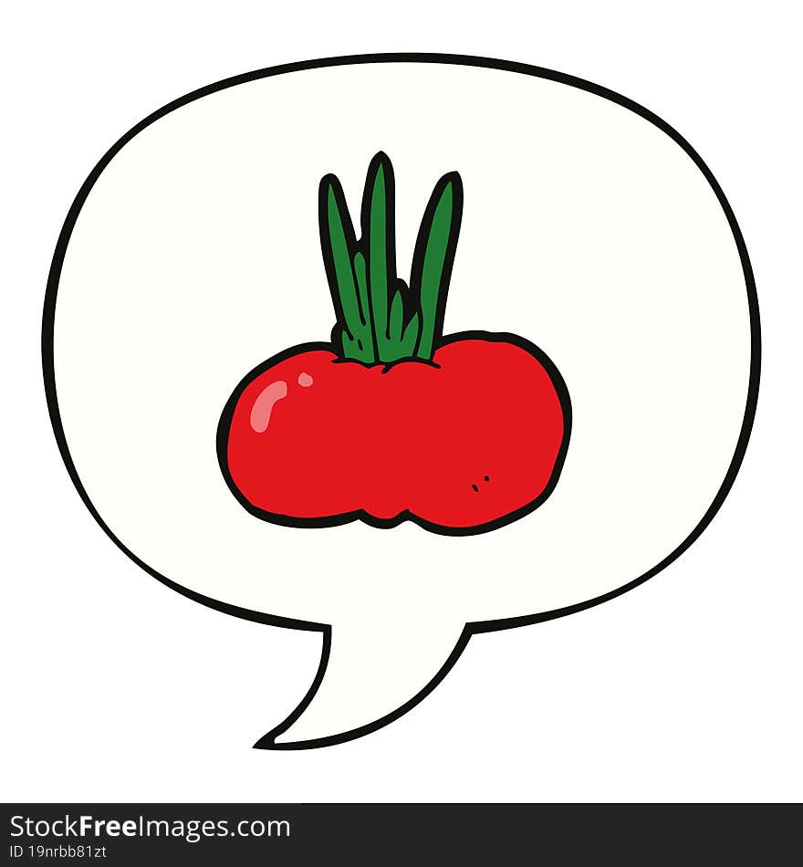 Cartoon Vegetable And Speech Bubble