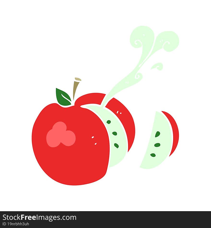 flat color illustration of a cartoon sliced apple