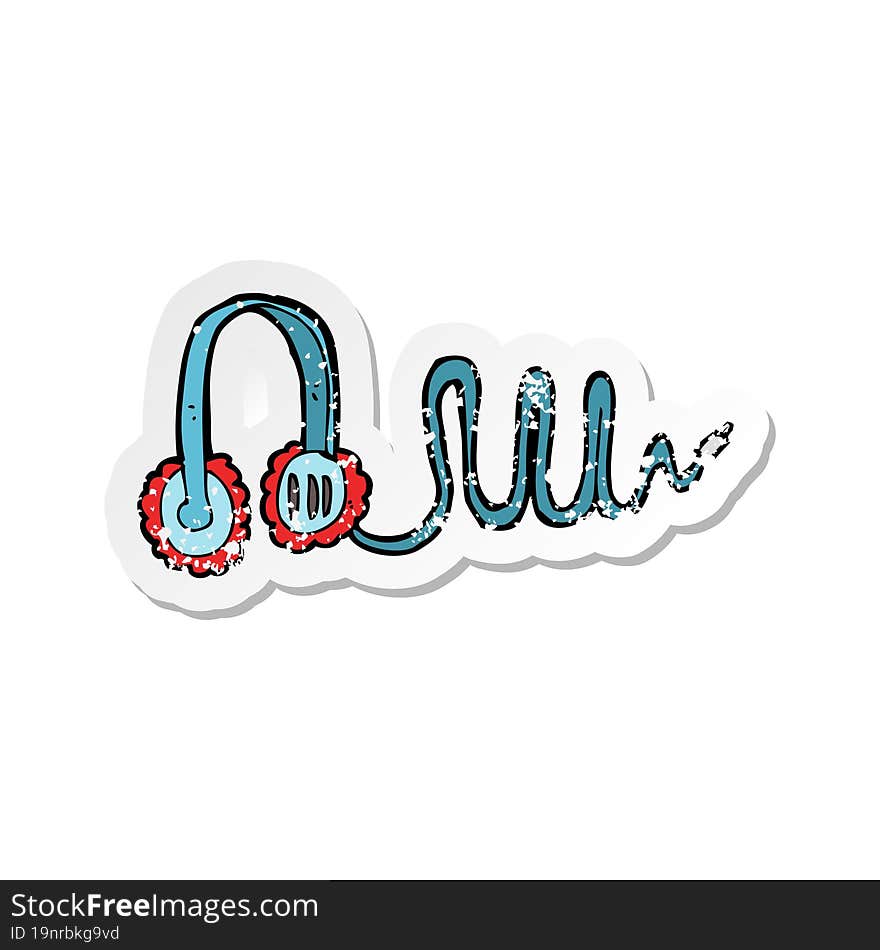 retro distressed sticker of a cartoon headphones