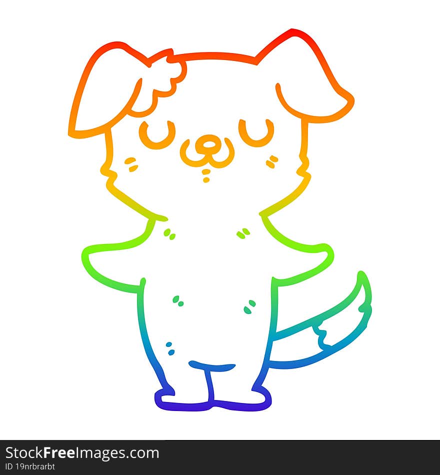 Rainbow Gradient Line Drawing Cartoon Puppy