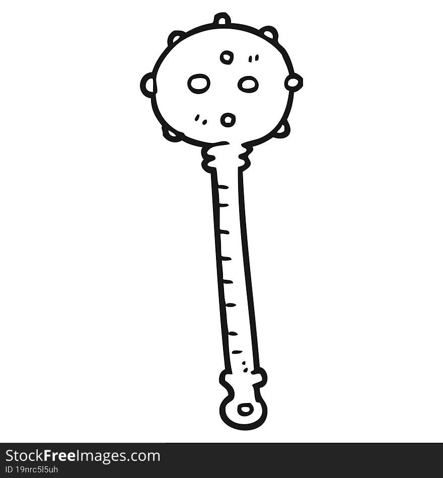 black and white cartoon medieval mace