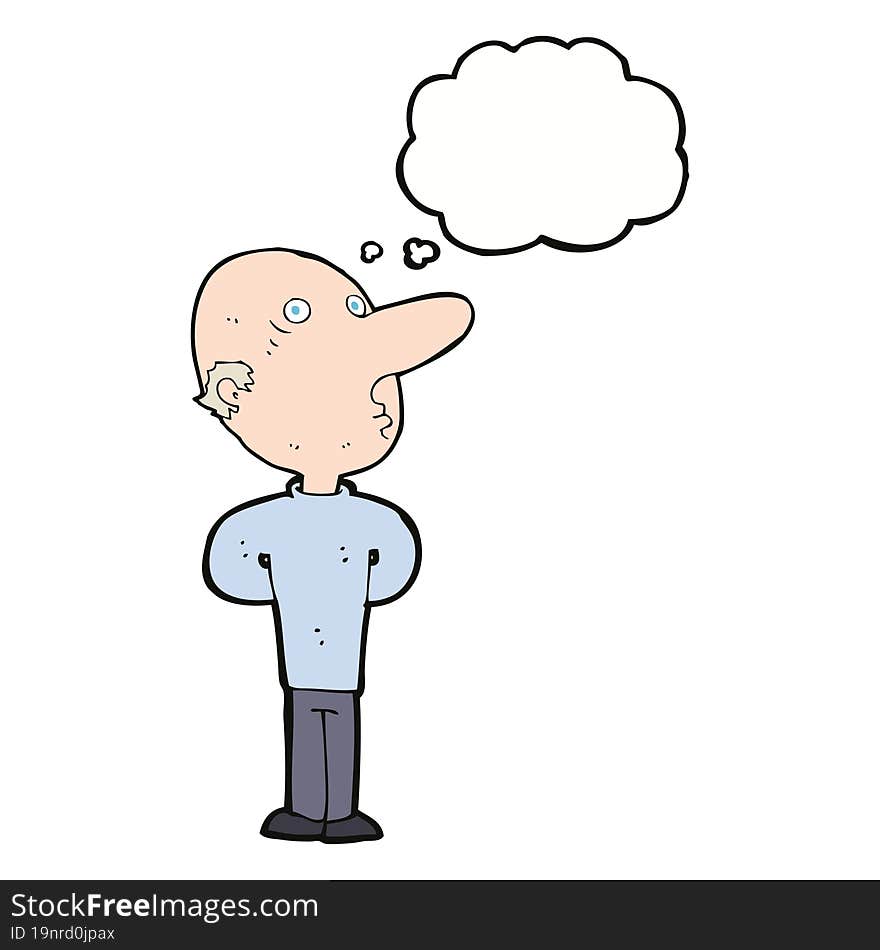 Cartoon Balding Man With Thought Bubble