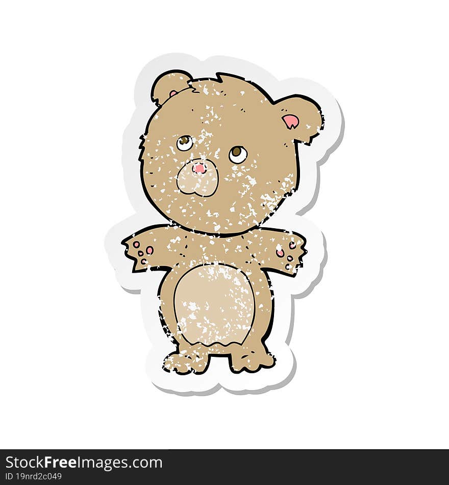 retro distressed sticker of a cartoon funny teddy bear