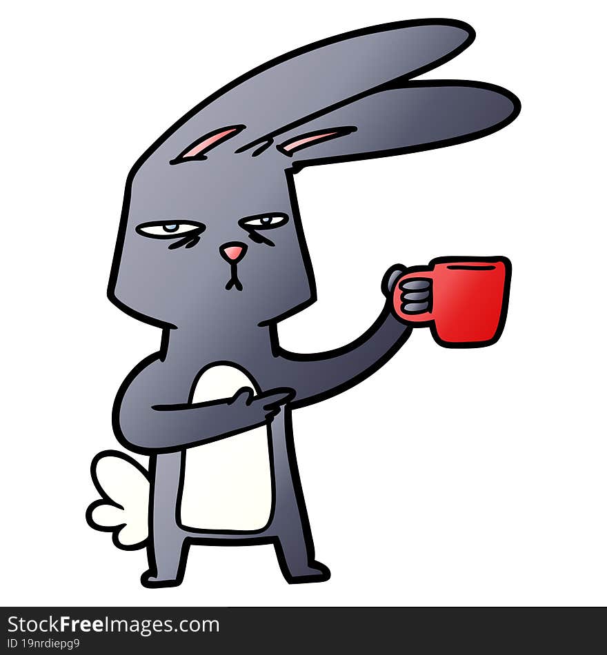 cartoon rabbit with coffee. cartoon rabbit with coffee