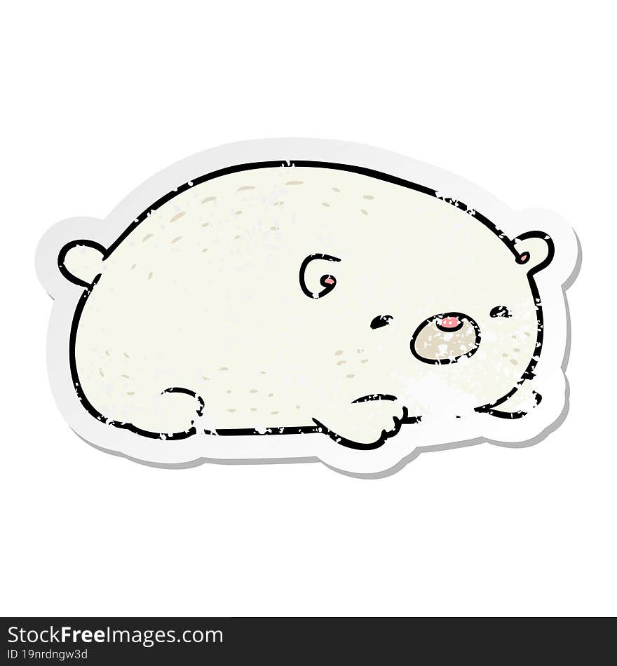 distressed sticker of a cartoon polar bear