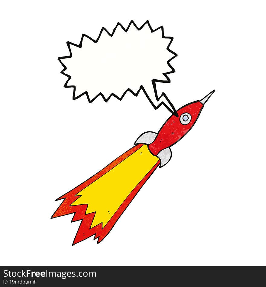 freehand drawn texture speech bubble cartoon rocket