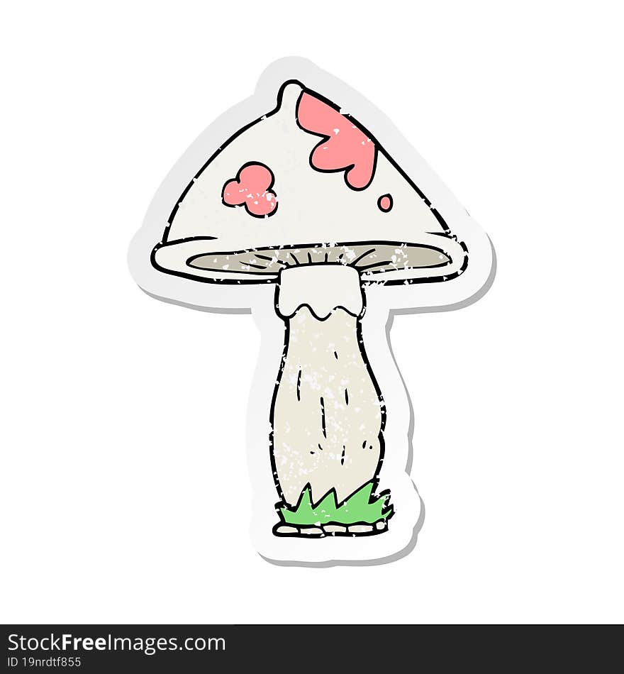 retro distressed sticker of a cartoon mushroom