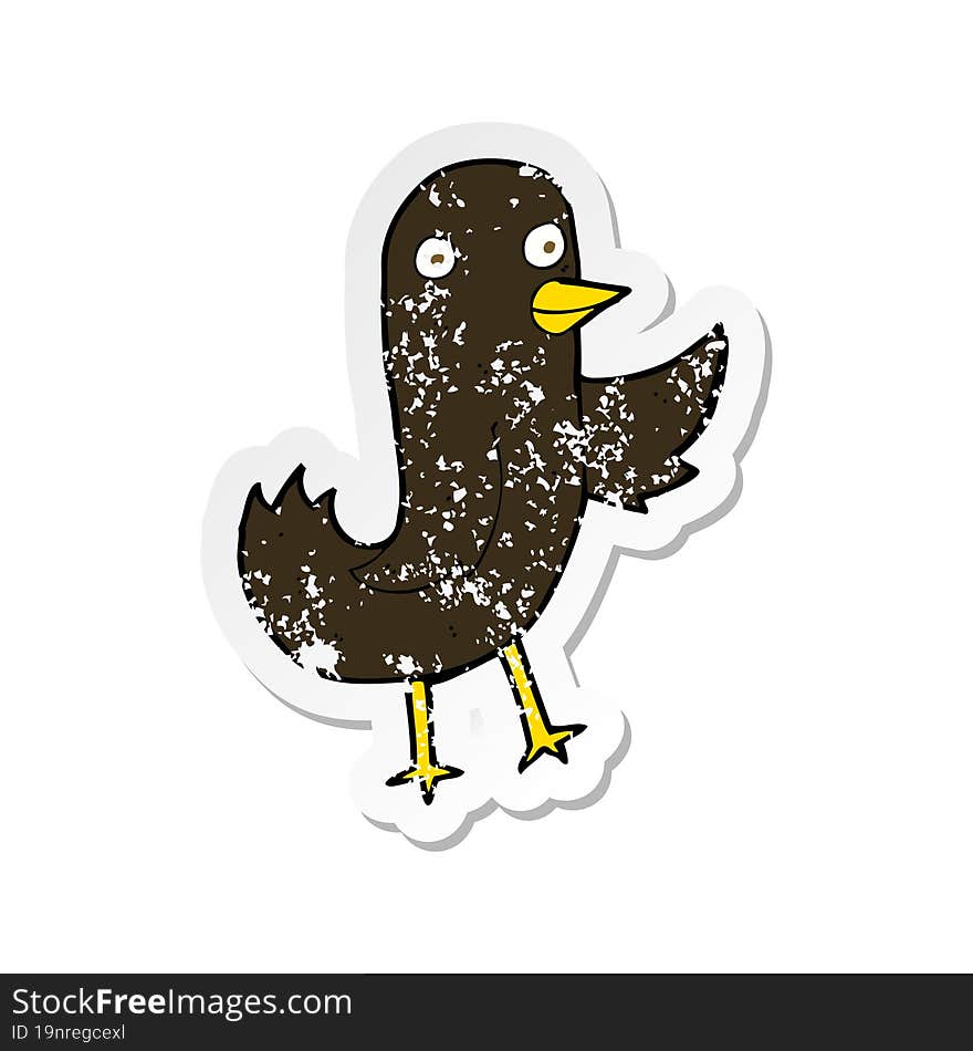 retro distressed sticker of a funny cartoon bird