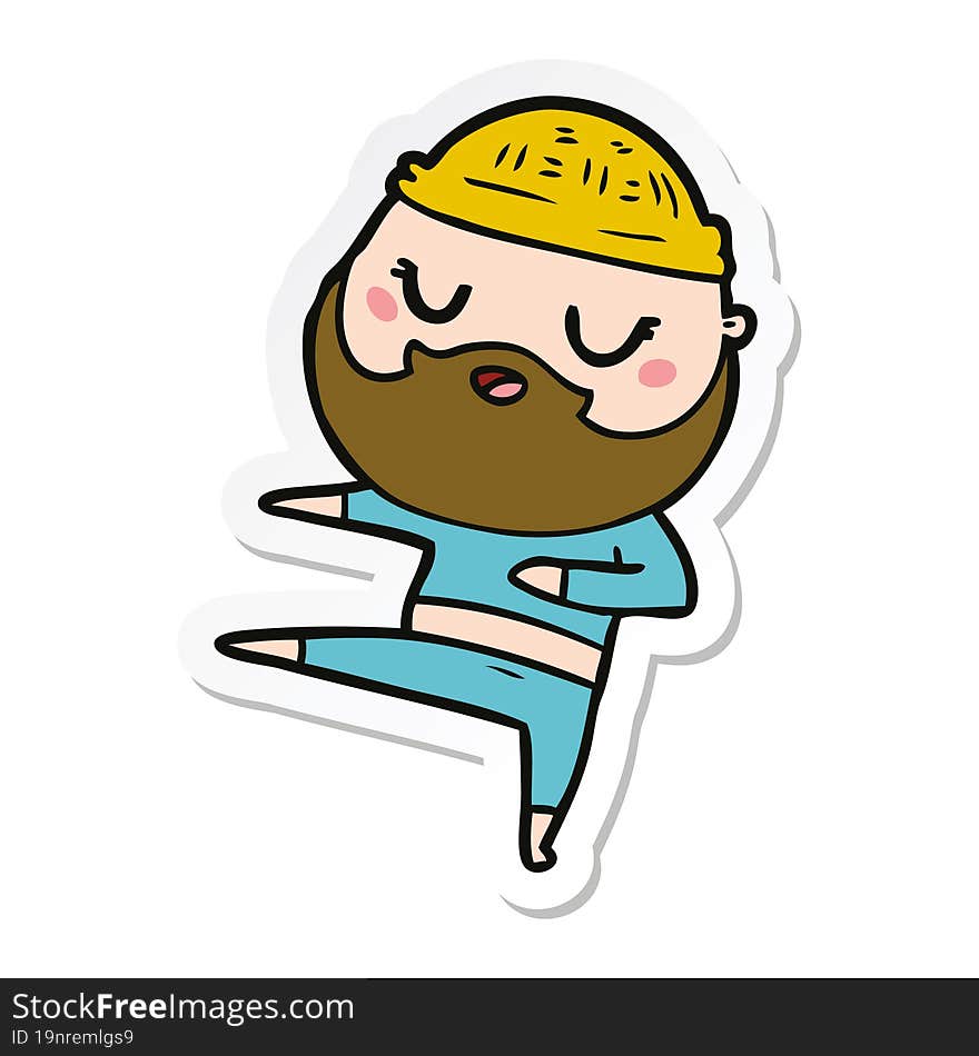 sticker of a cartoon man with beard dancing