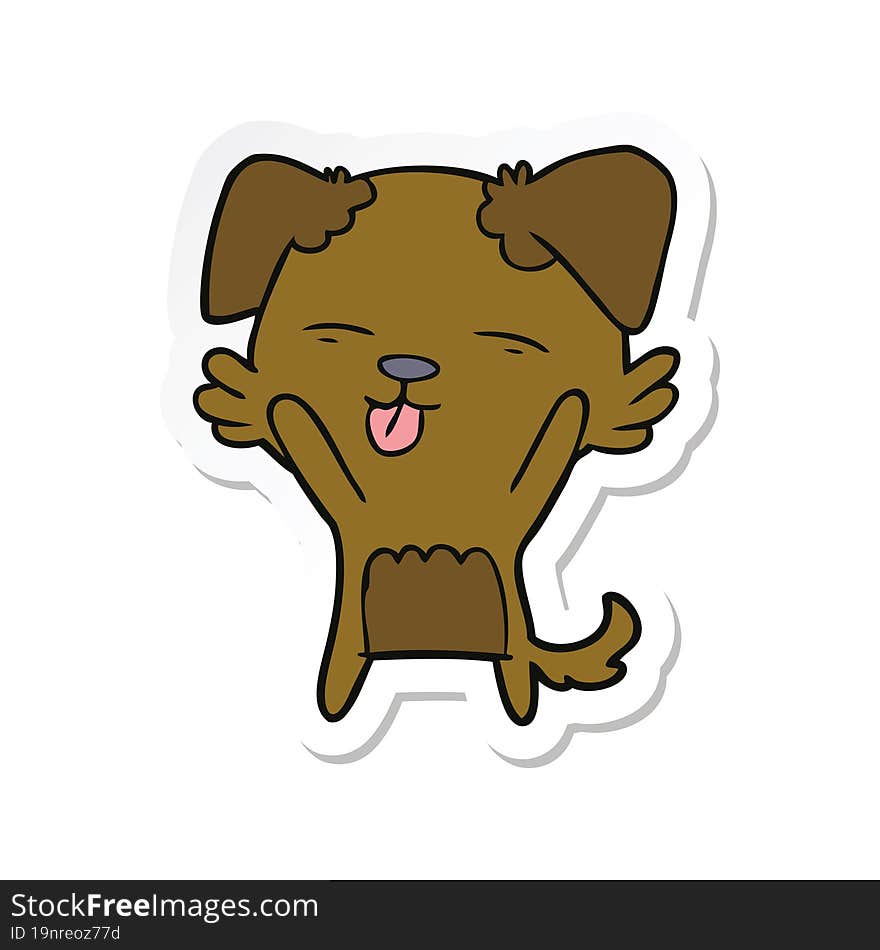 Sticker Of A Cartoon Dog Sticking Out Tongue