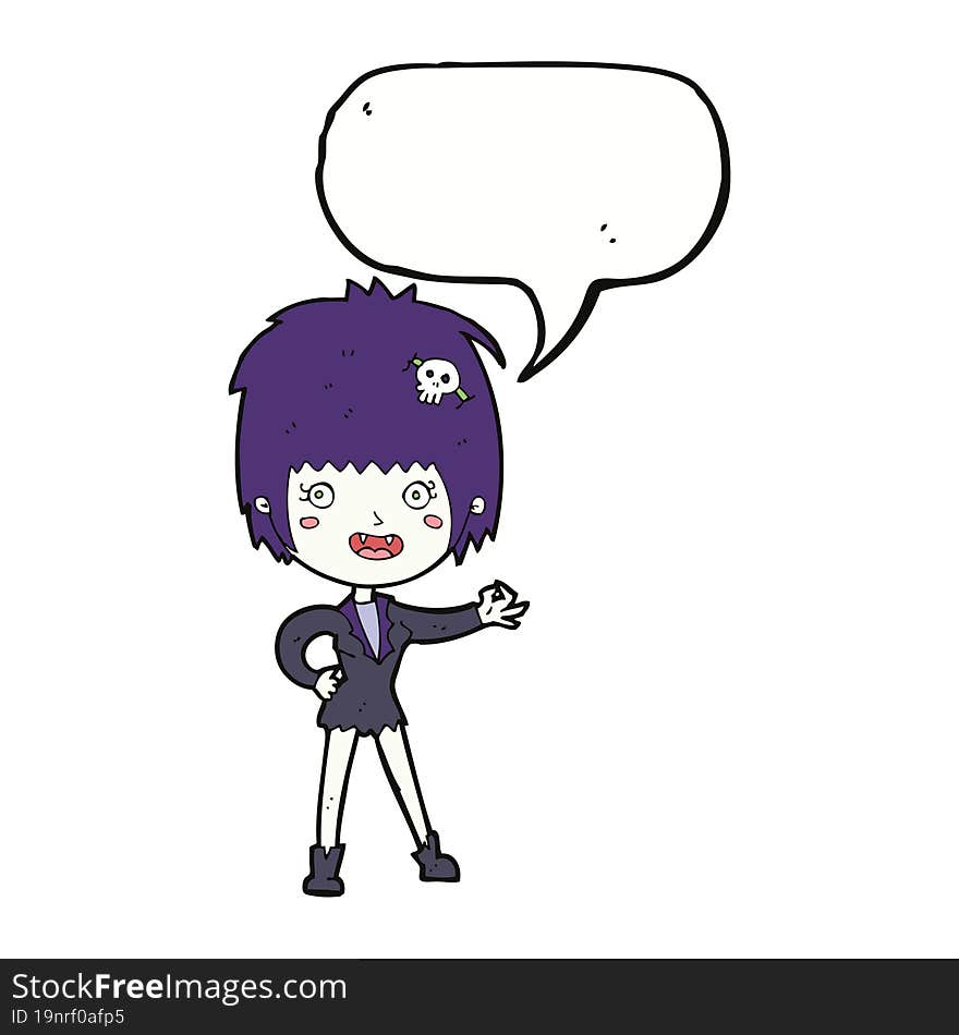 cartoon vampire girl with speech bubble