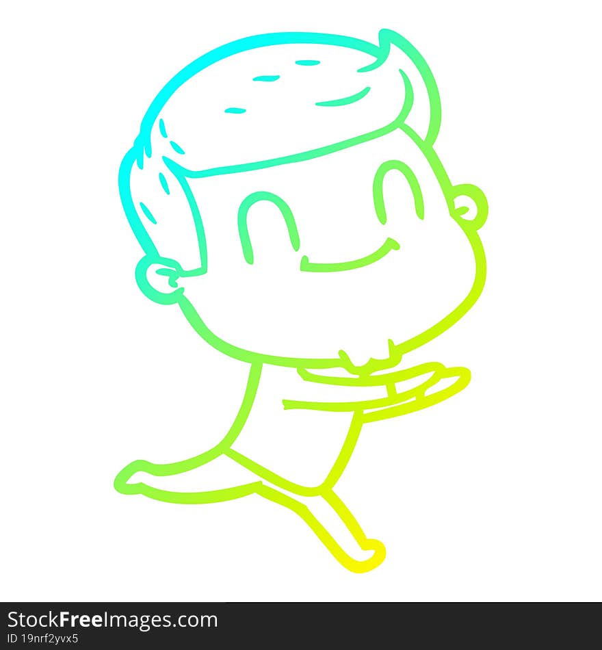 cold gradient line drawing of a cartoon friendly man