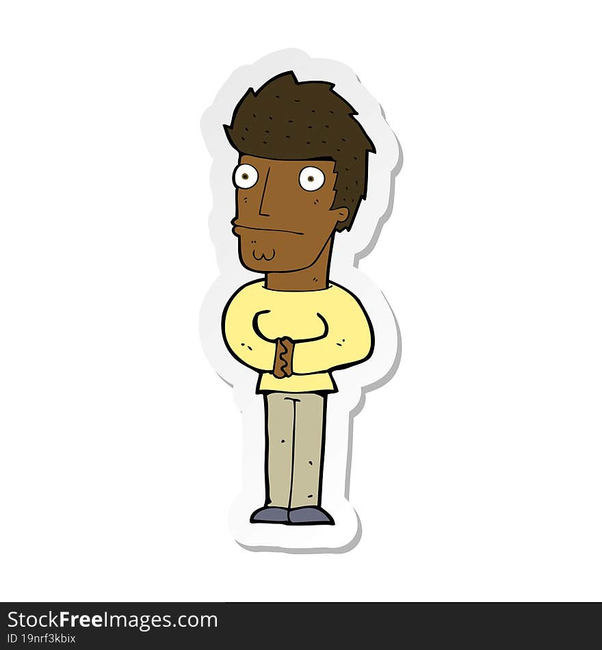 sticker of a cartoon worried man