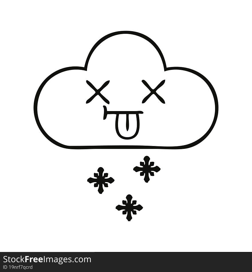 line drawing cartoon snow cloud