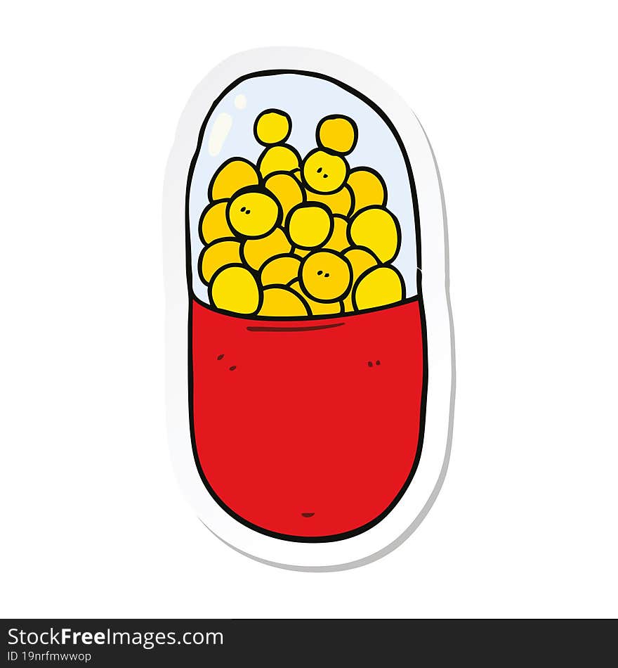 sticker of a cartoon pill