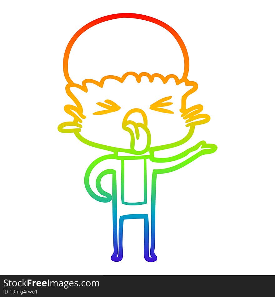 rainbow gradient line drawing disgusted cartoon alien