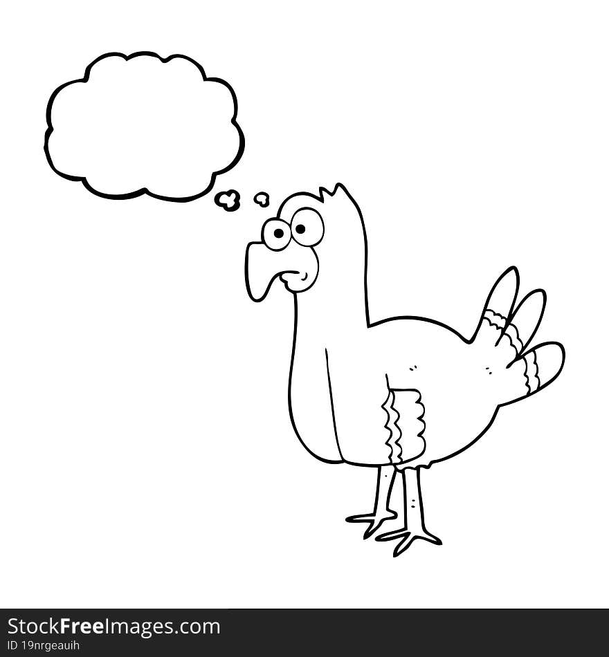 freehand drawn thought bubble cartoon bird