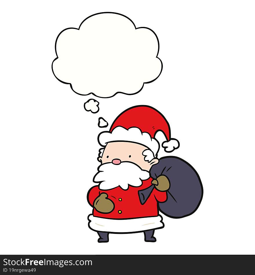 Cartoon Santa Claus And Thought Bubble