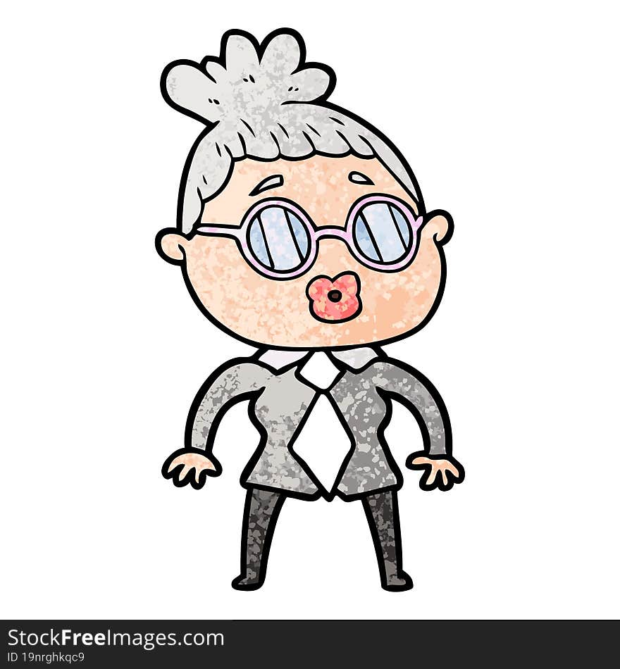 cartoon office woman wearing spectacles. cartoon office woman wearing spectacles